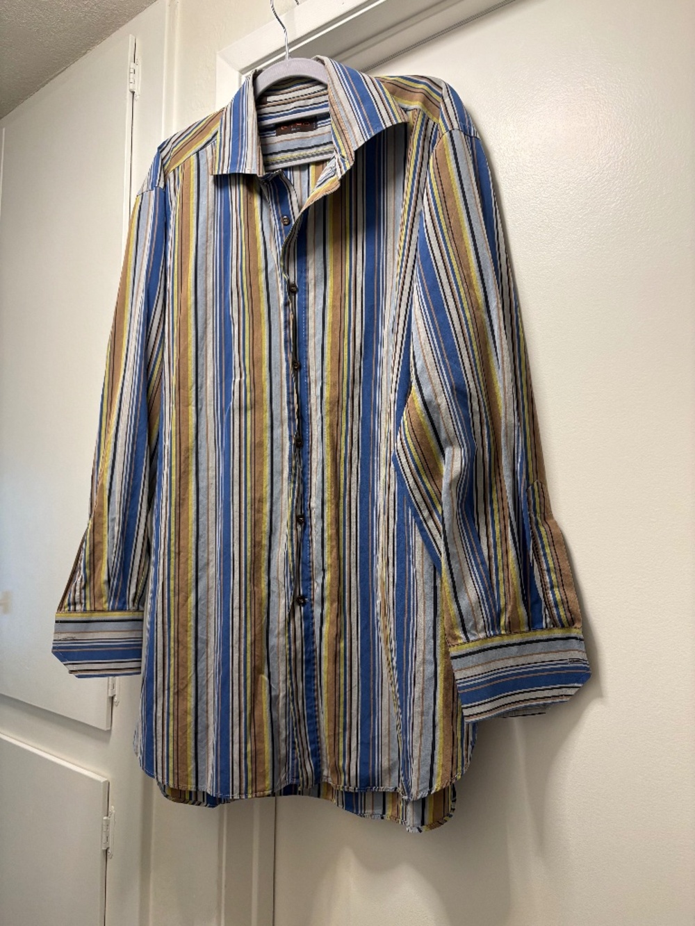 Etro striped shirt - blues & tan - size 44 /XL